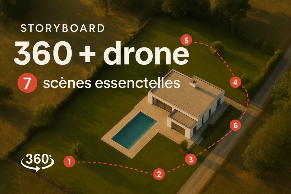 Storyboard 360 + drone : 7 scènes essentielles pour vendre un lieu
