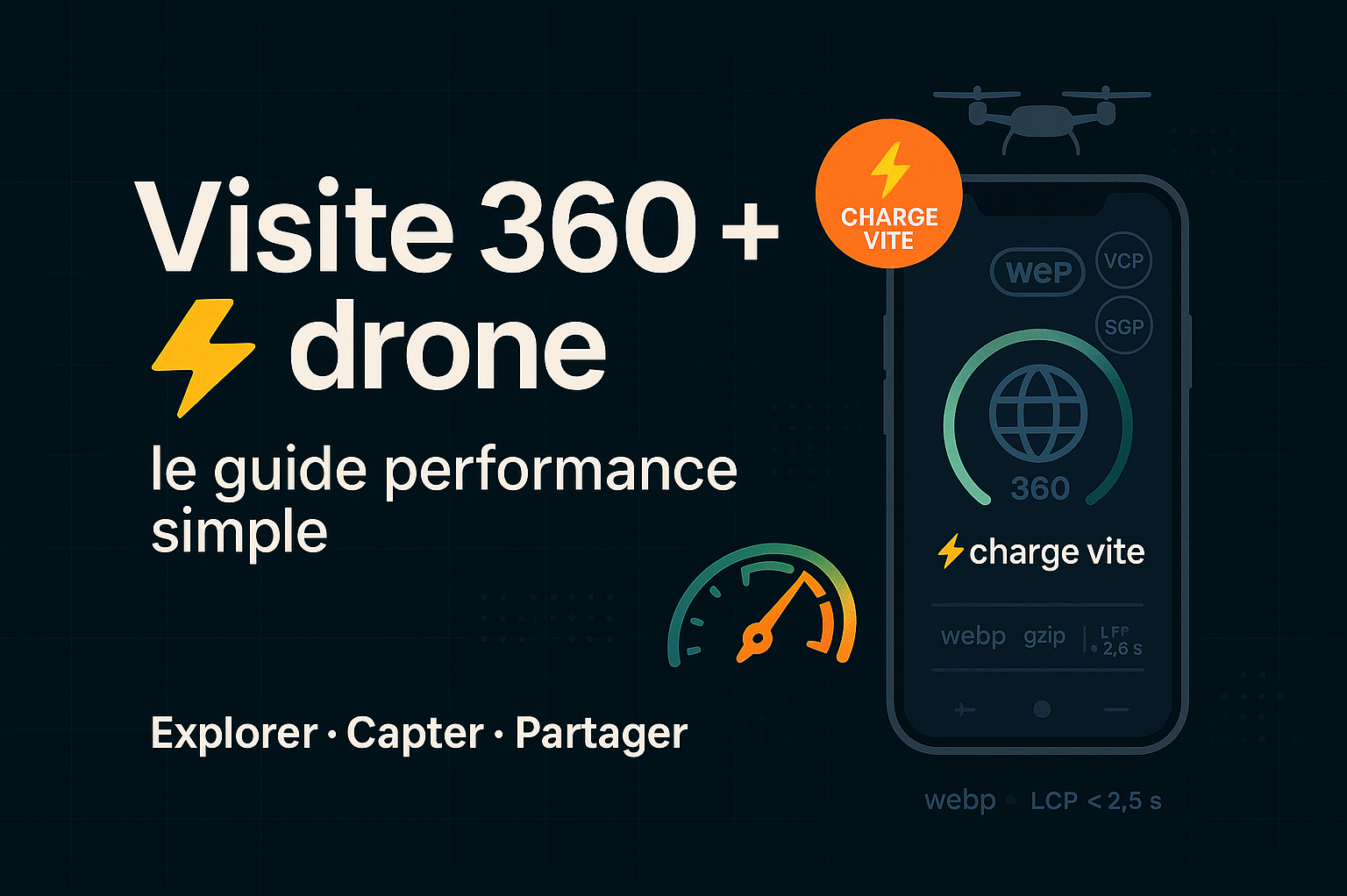 Visite 360 + drone qui charge vite : le guide performance simple